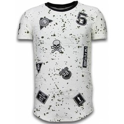 Kleidung Herren T-Shirts Justing Paint Drops Army Long Green Dotted Weiss
