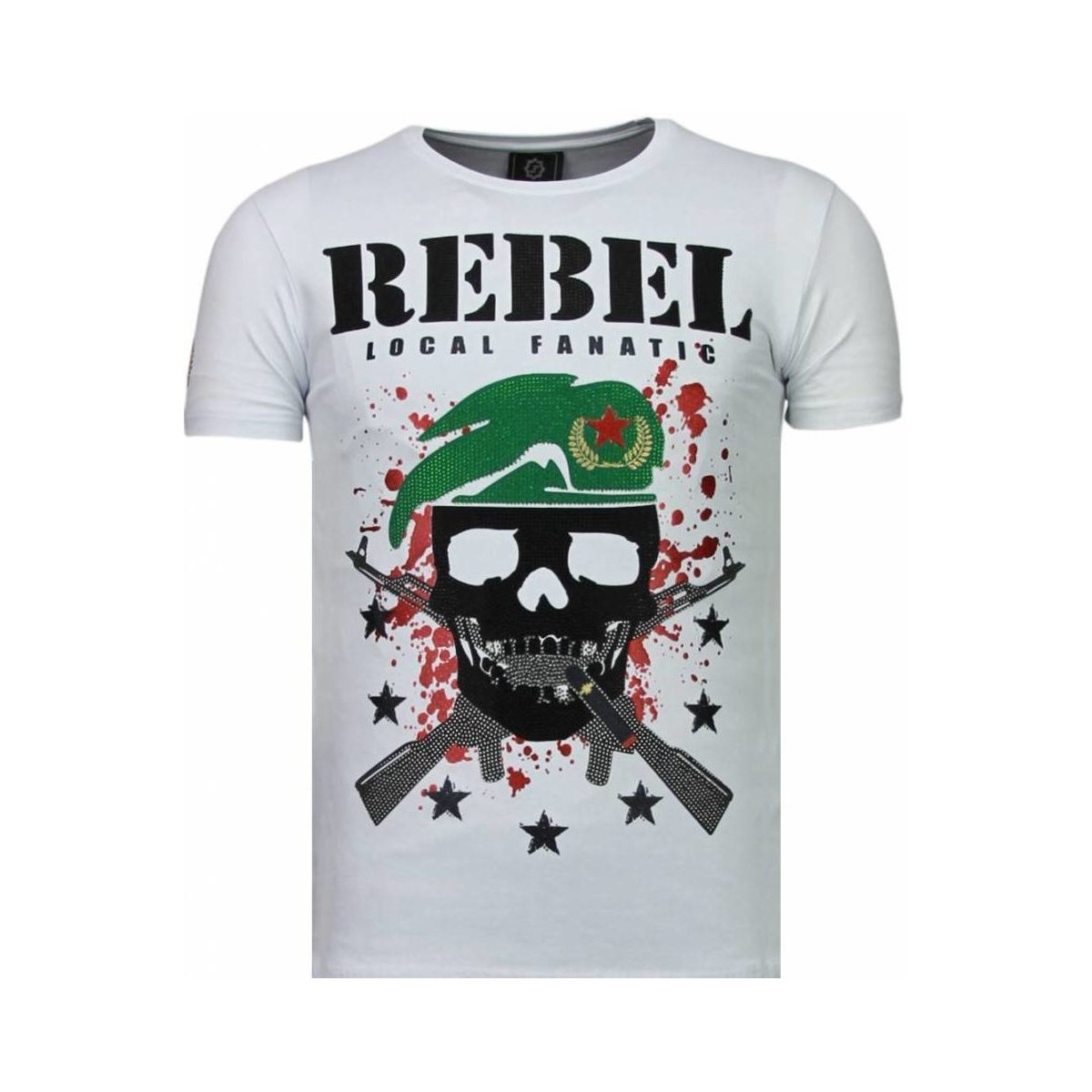Kleidung Herren T-Shirts Local Fanatic Skull Rebel Strass Weiss