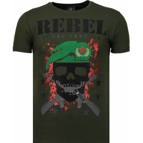 Kleidung Herren T-Shirts Local Fanatic Skull Rebel Strass Grün