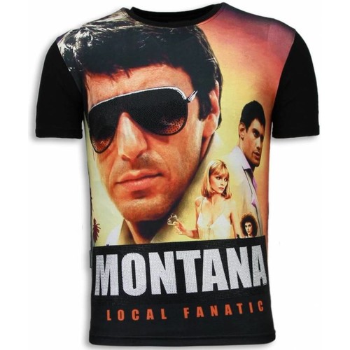 Kleidung Herren T-Shirts Local Fanatic Tony Montana Digital Strass Schwarz
