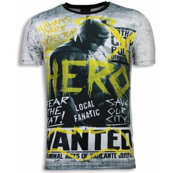 Kleidung Herren T-Shirts Local Fanatic Wanted Gothams Hero Digital Strass Weiss