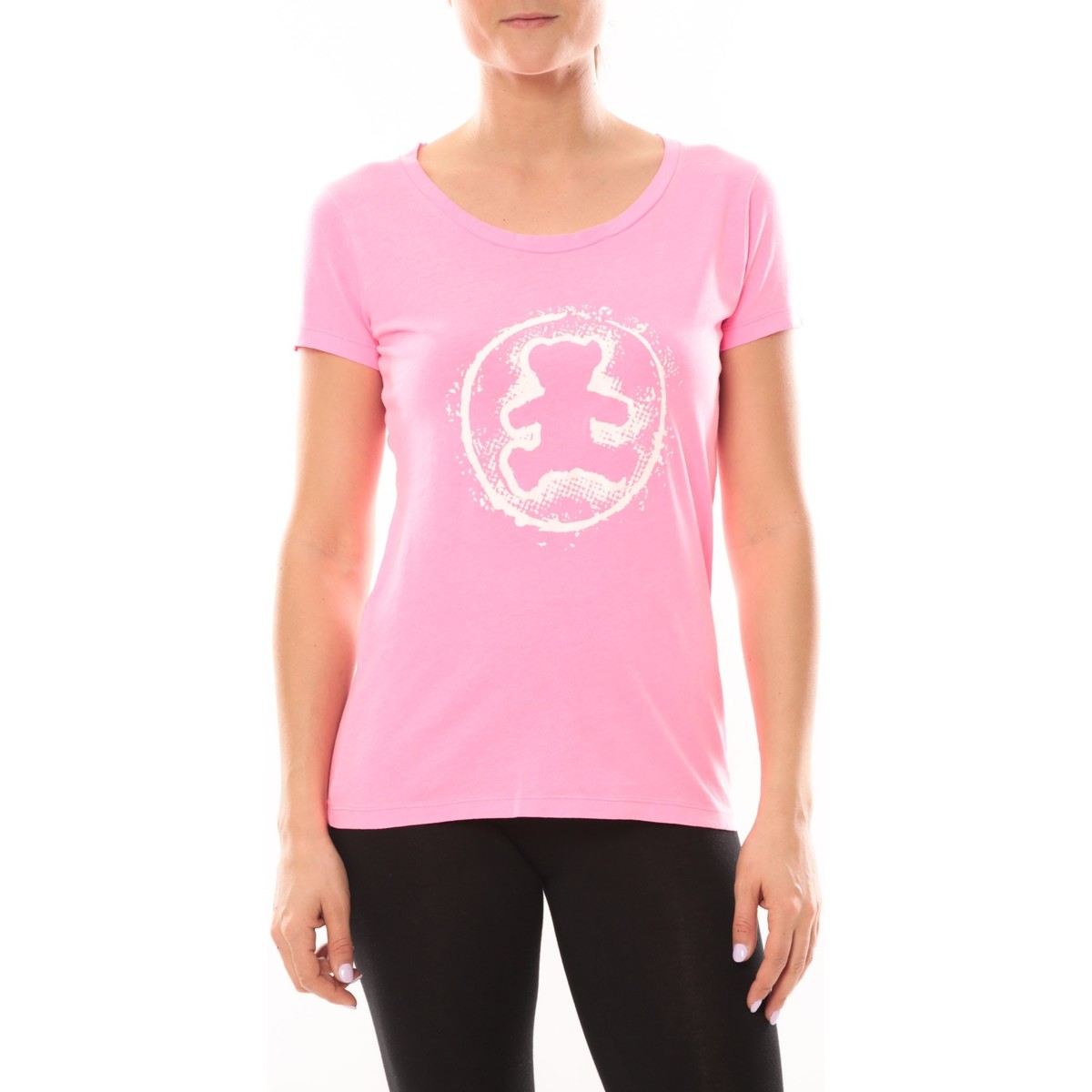 Kleidung Damen T-Shirts LuluCastagnette T-shirt Happy Rose Rosa