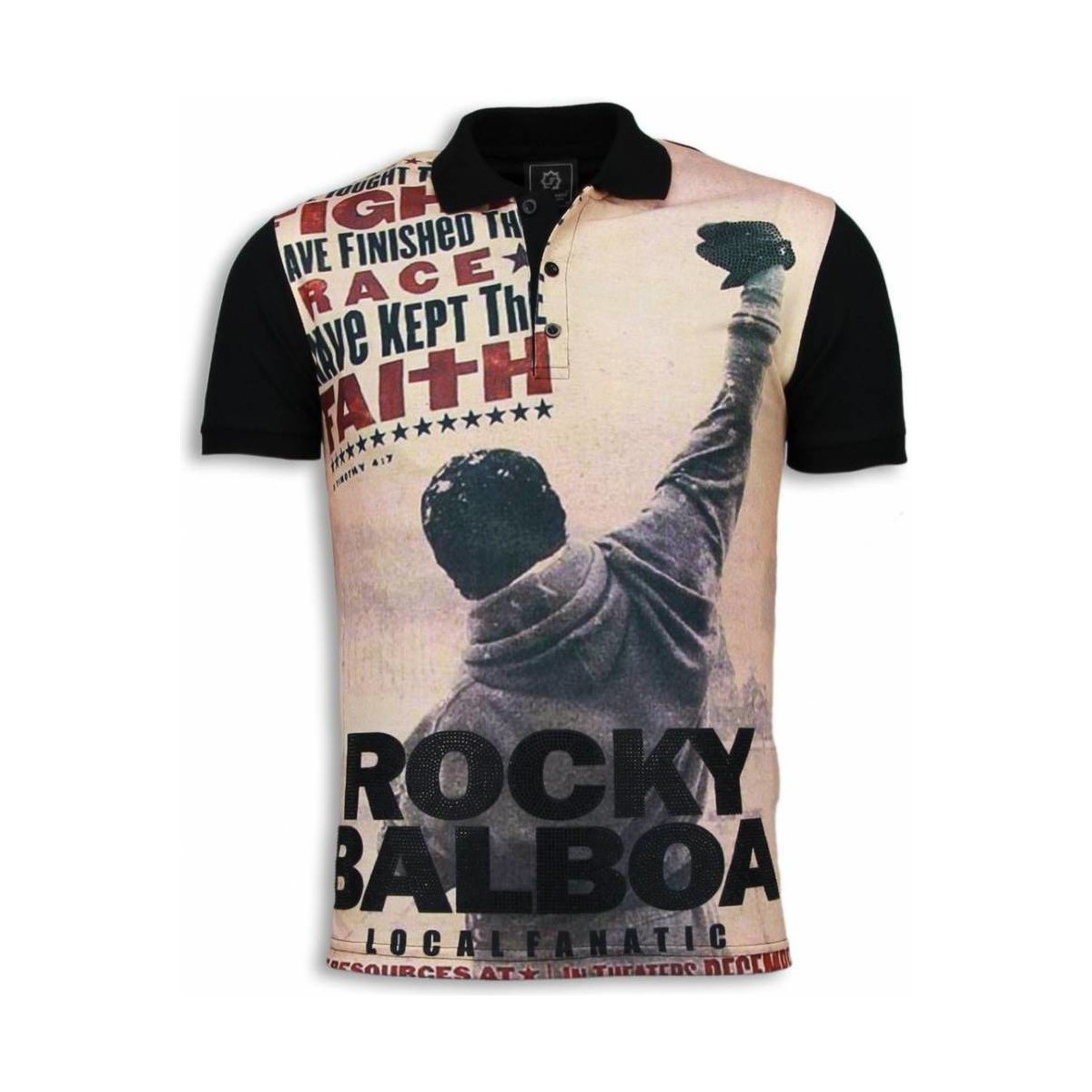 Kleidung Herren Polohemden Local Fanatic Rocky Balboa The Movie Digital Schwarz