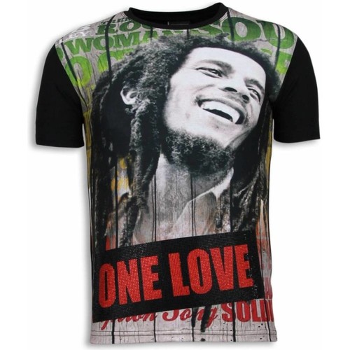Kleidung Herren T-Shirts Local Fanatic Bob Marley One Love Strass Schwarz