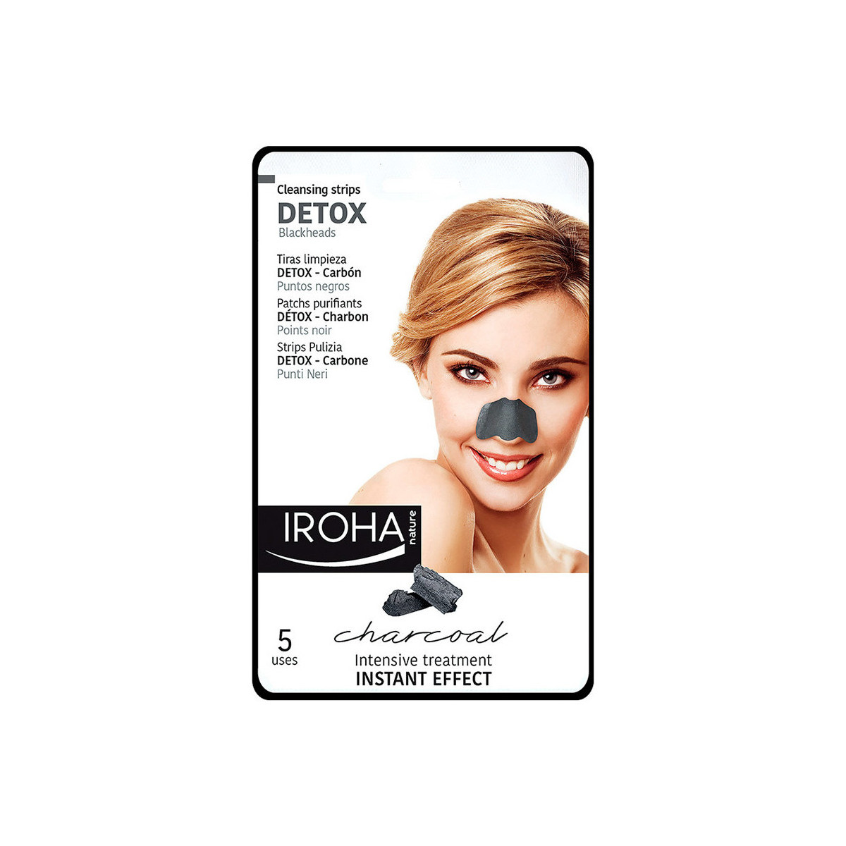Beauty Damen gezielte Gesichtspflege Iroha Nature Detox Charcoal Black Nose Strips 