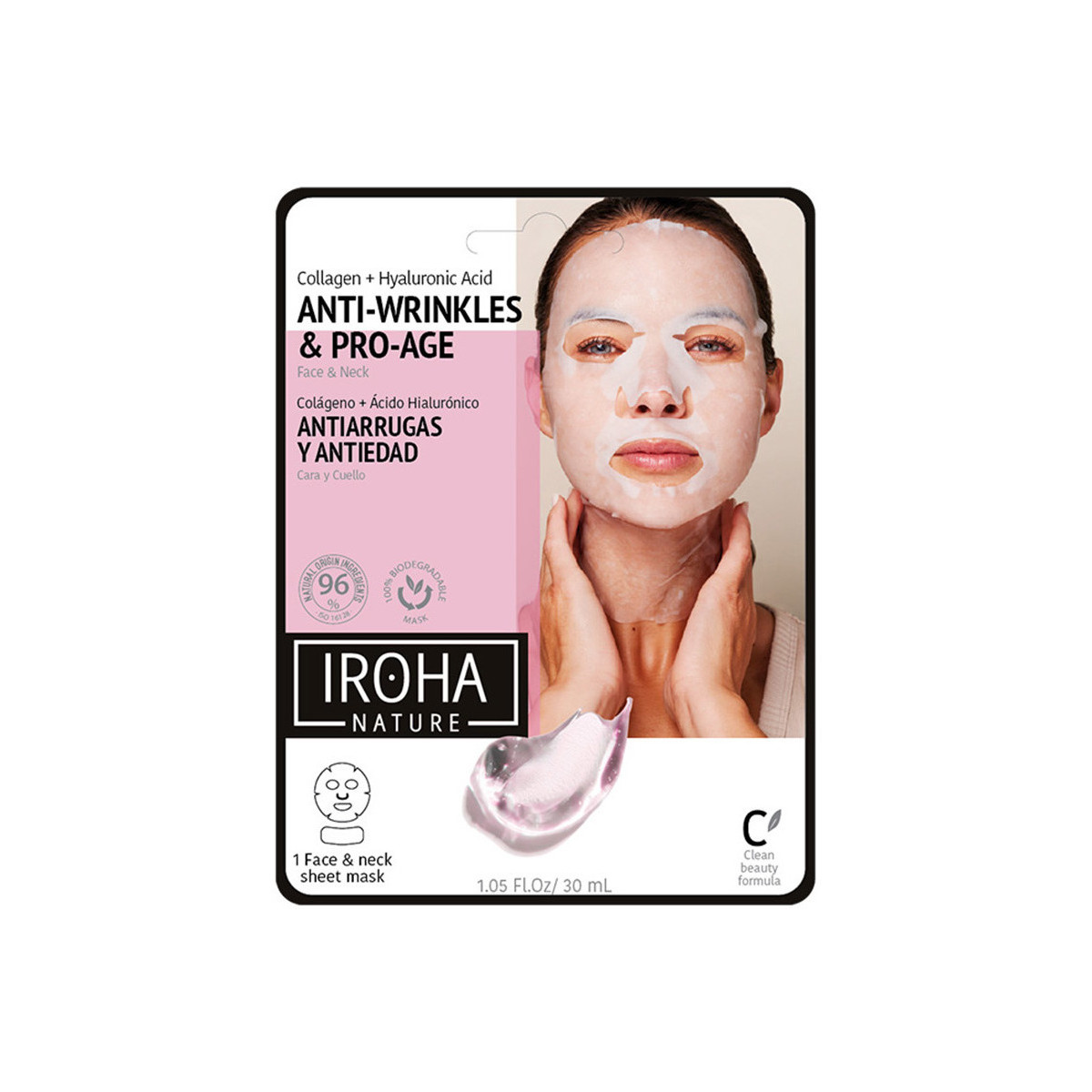 Beauty Damen Anti-Aging & Anti-Falten Produkte Iroha Nature 100% Cotton Face & Neck Mask Collagen-antiage 