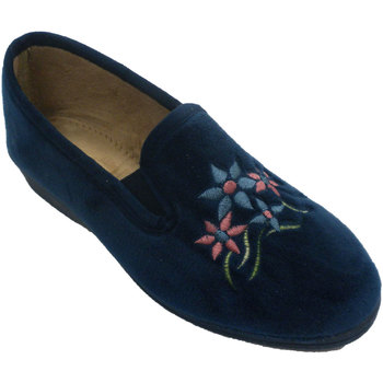 Schuhe Damen Hausschuhe Made In Spain 1940   Geschlossene Schuhe mit Stickerei-Moti Blau