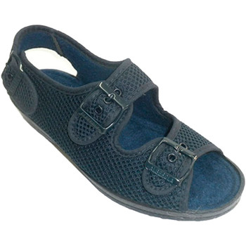 Schuhe Damen Hausschuhe Made In Spain 1940 Sehr breite Schuh Frau mit Schnallen auf Blau