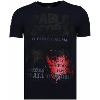 Kleidung Herren T-Shirts Local Fanatic Pablo Escobar Narcos Strass Blau