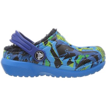 Schuhe Mädchen Sandalen / Sandaletten Crocs KID'S CLASSIC FUZZ LINED GRAPHIC CLOG Blau