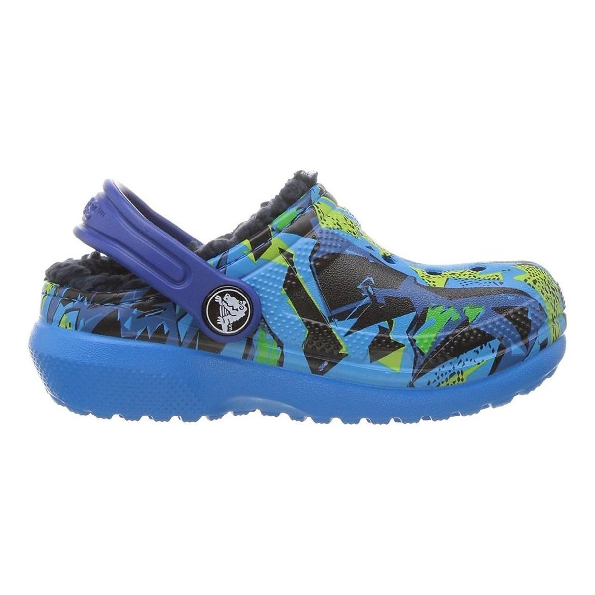 Schuhe Mädchen Sandalen / Sandaletten Crocs KID'S CLASSIC FUZZ LINED GRAPHIC CLOG Blau
