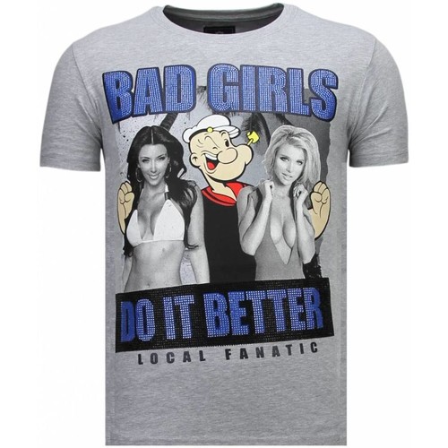 Kleidung Herren T-Shirts Local Fanatic Bad Girls Do It Better Strass Grau