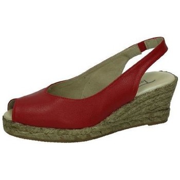 Schuhe Damen Leinen-Pantoletten mit gefloch Torres  Rot