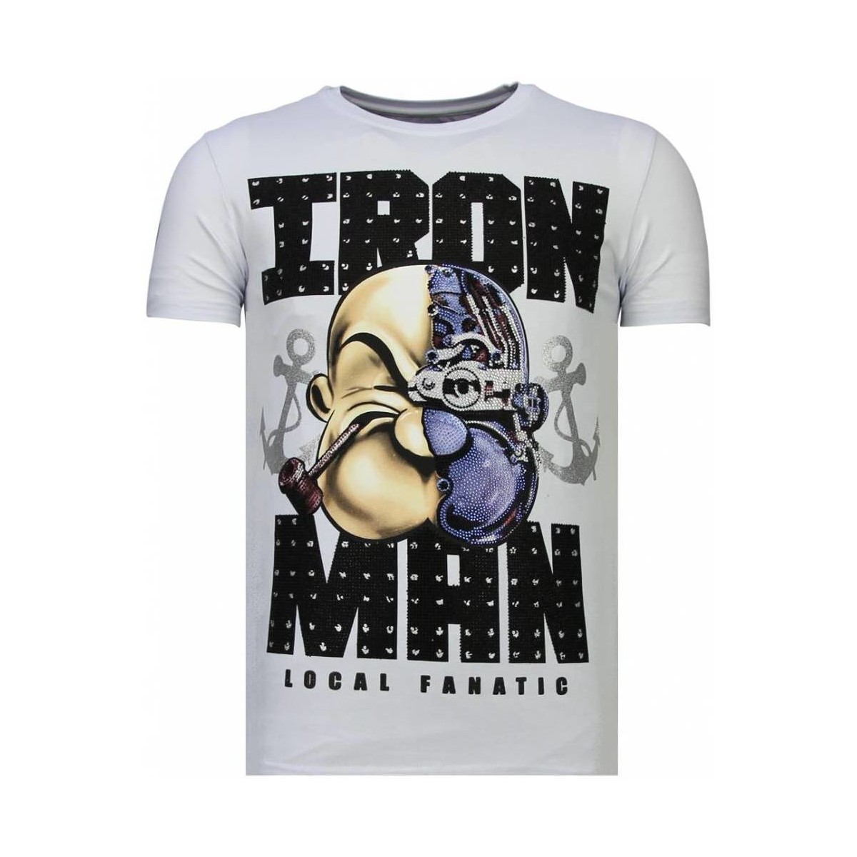Kleidung Herren T-Shirts Local Fanatic Iron Man Popeye Strass Weiss