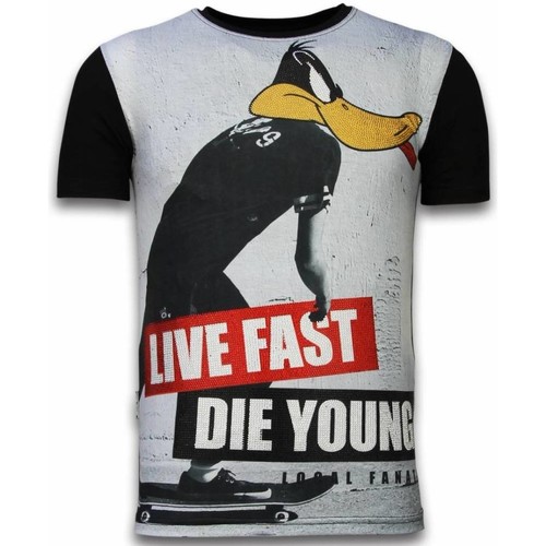 Kleidung Herren T-Shirts Local Fanatic Duck Live Fast Digital Strass Schwarz