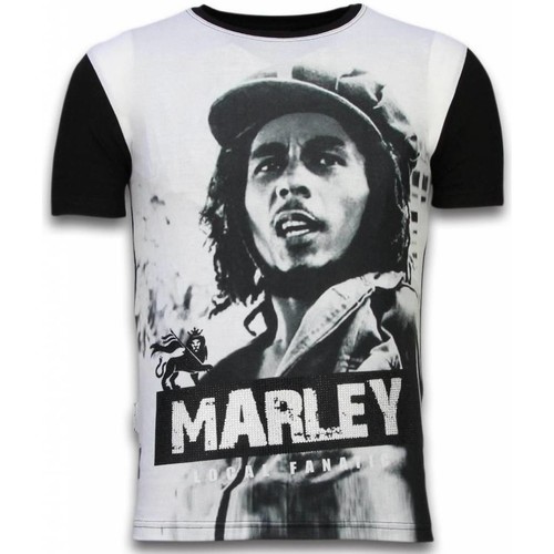 Kleidung Herren T-Shirts Local Fanatic Bob Marley Black And White Digital Schwarz