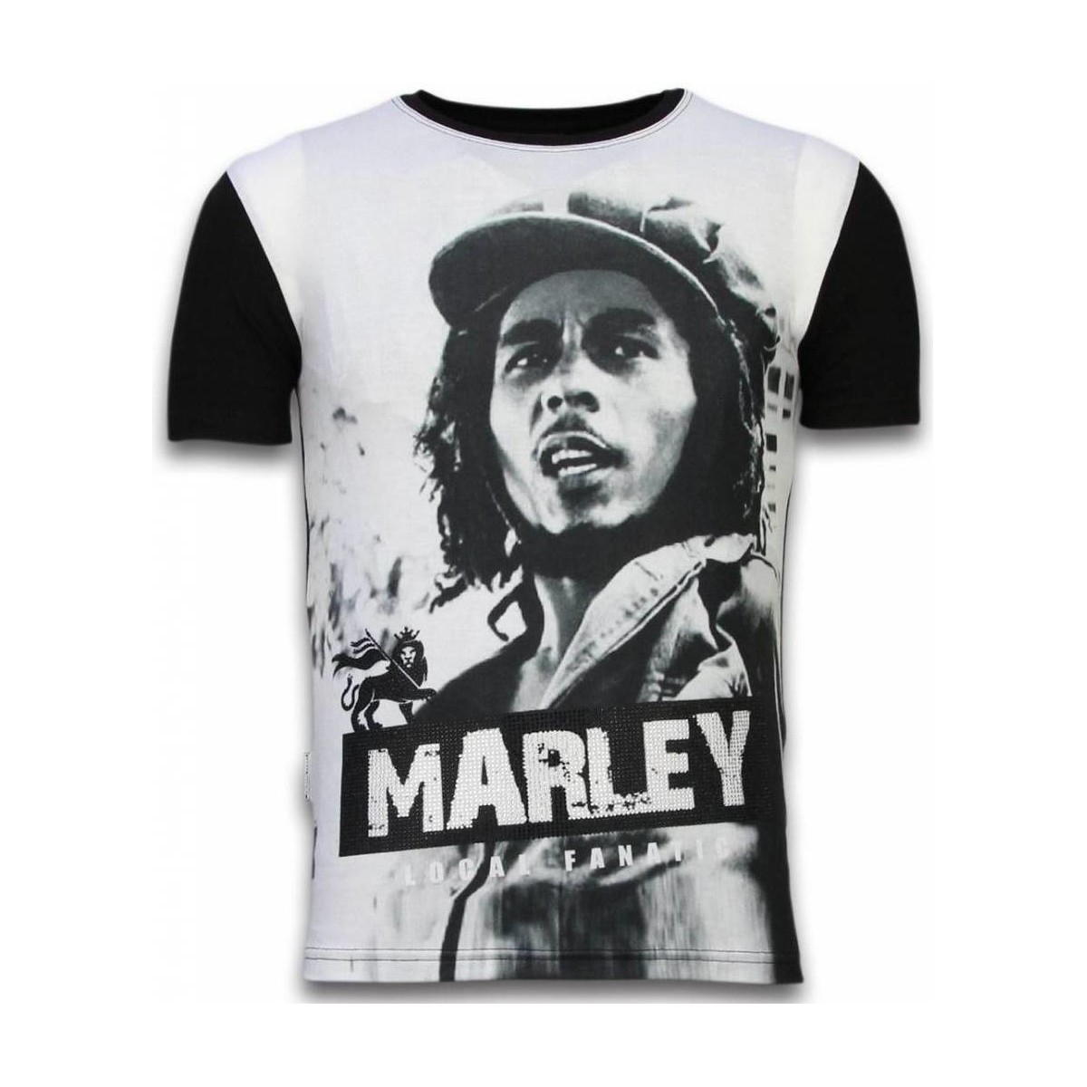 Kleidung Herren T-Shirts Local Fanatic Bob Marley Black And White Digital Schwarz