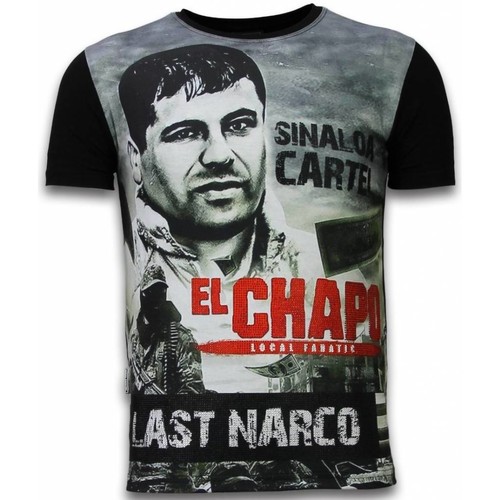 Kleidung Herren T-Shirts Local Fanatic El Chapo Last Narco Digital Strass Schwarz