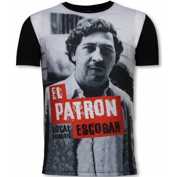 Kleidung Herren T-Shirts Local Fanatic El Patron Escobar Digital Strass Schwarz