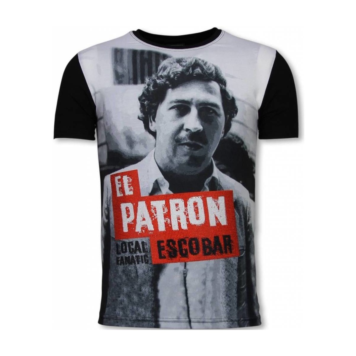 Kleidung Herren T-Shirts Local Fanatic El Patron Escobar Digital Strass Schwarz