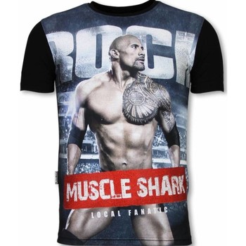 Kleidung Herren T-Shirts Local Fanatic Muscle Shark Rock Digital Strass Schwarz