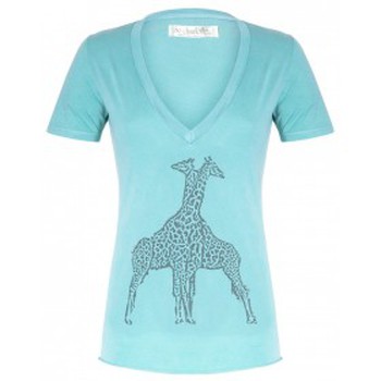 Kleidung Damen T-Shirts So Charlotte V neck short sleeves Giraffe T00-91-80 Vert Grün