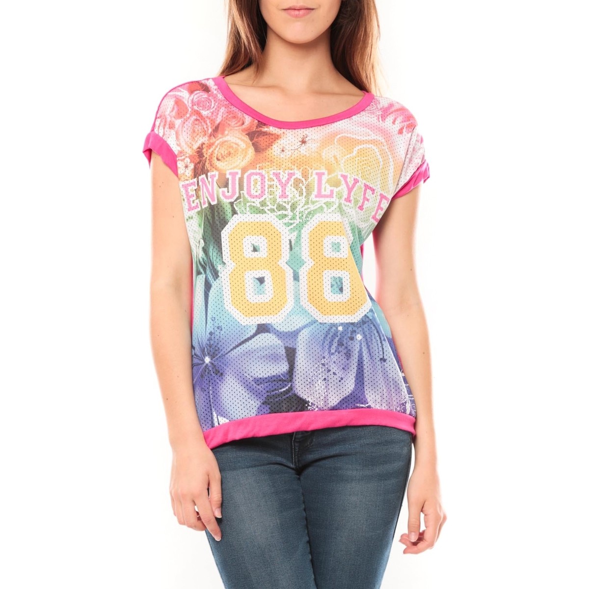 Kleidung Damen Tops / Blusen Tcqb T-shirt 88 Rose Rosa
