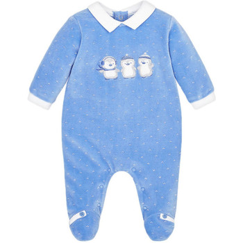 Kleidung Kinder Overalls / Latzhosen Mayoral Pyjama Bébé Garçon velours imprimé bleu glacier Blau